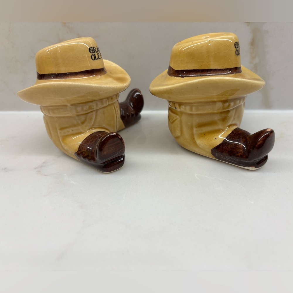Vintage Grand Ole Opry Ceramic Cowboy Boot & Hat Salt and Pepper Shakers - Picture 6 of 9
